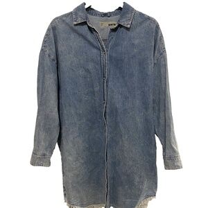 Topshop Moto Acid Wash Denim Shirt dress Size 4